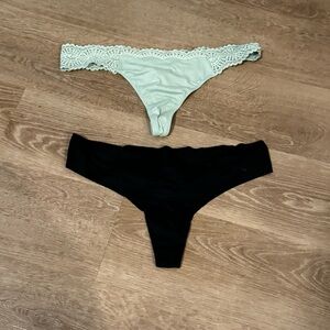 Lace Trim Mint and Black Panty Set